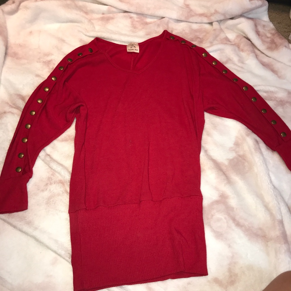 Long red sweater